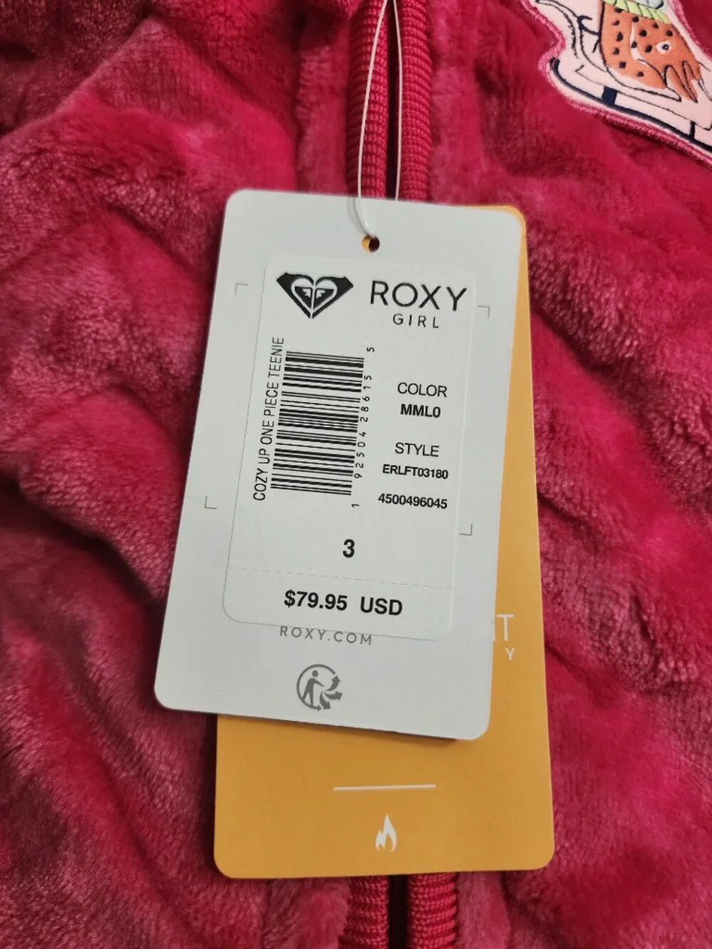 Roxy Cozy Up One Piece in Teenie Size 3 Brand new